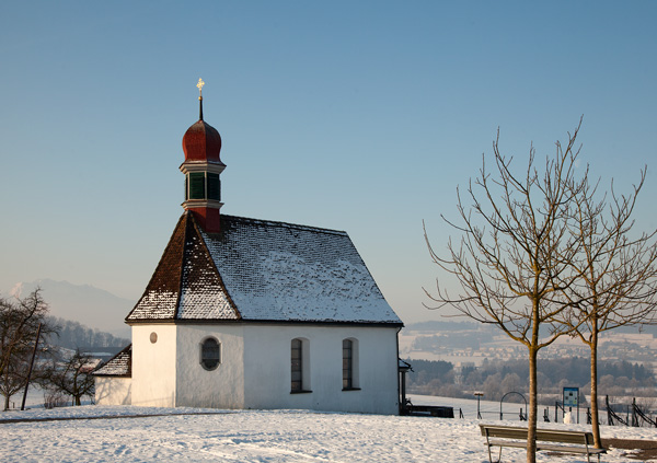 Hünenberg, Weinrebenkapelle im Winter